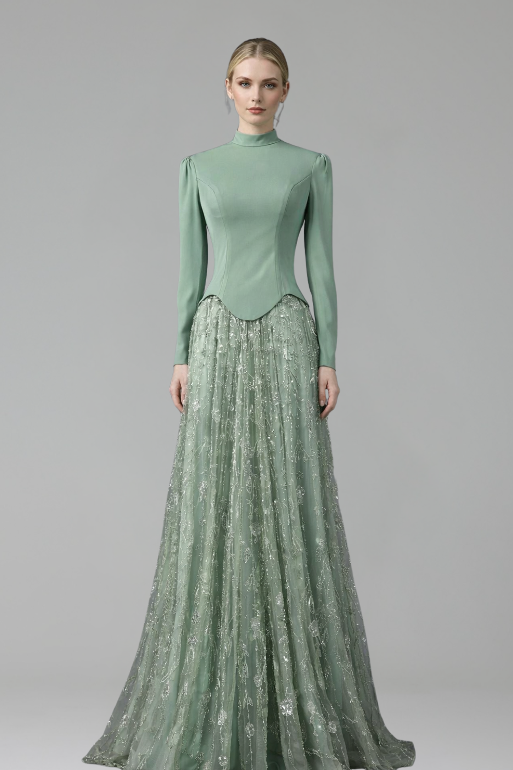 Beaded Skirt Modest Dress-Larosabride
