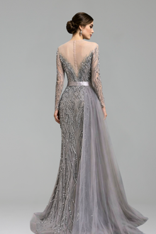 Lace Beaded Mermaid Gown - LAROSABRIDE