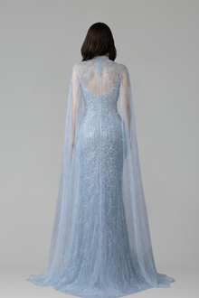 Pearl Beaded Tulle Train Dress - LAROSABRIDE
