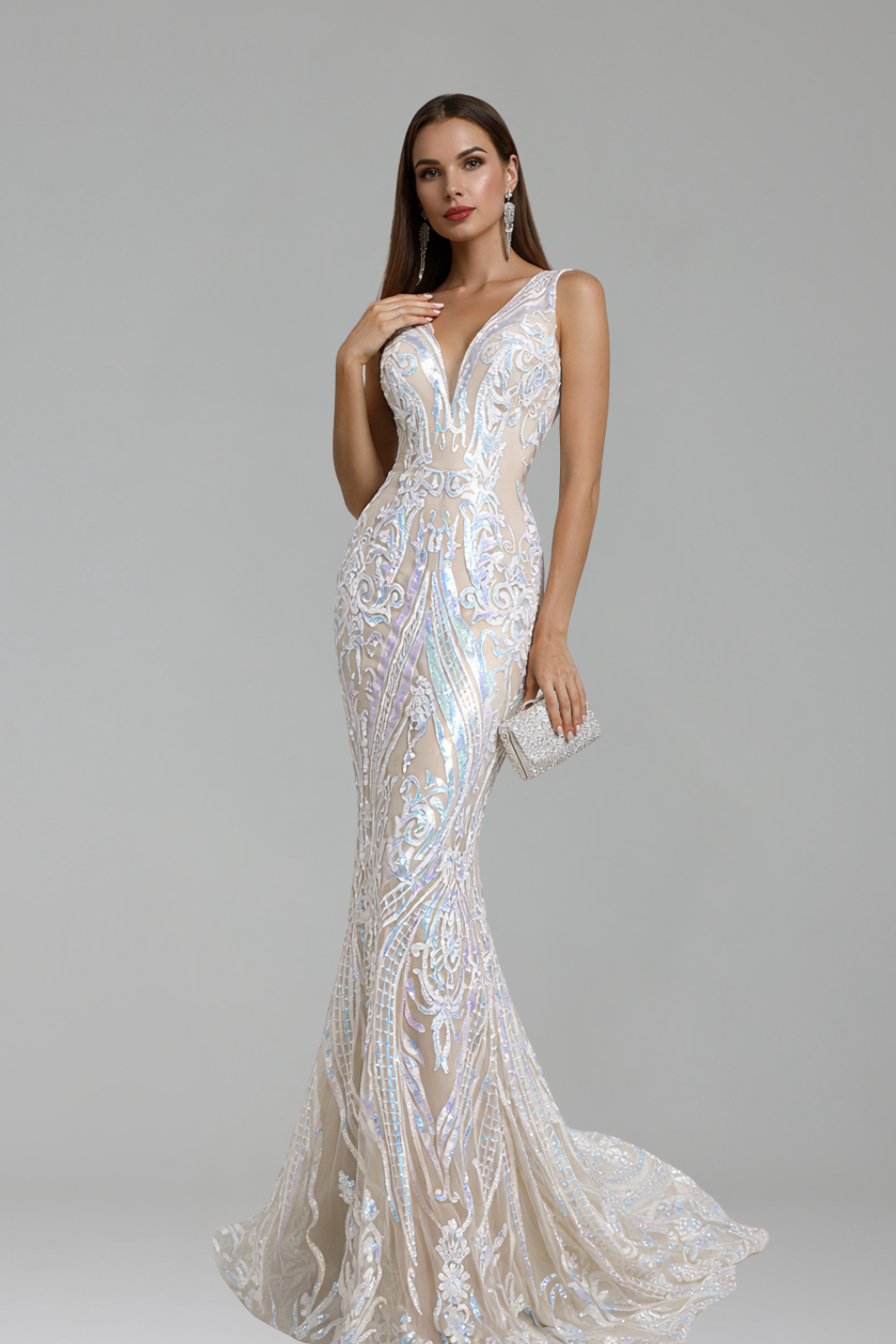 Ornate Embellished Mermaid Evening Gown - LAROSABRIDE