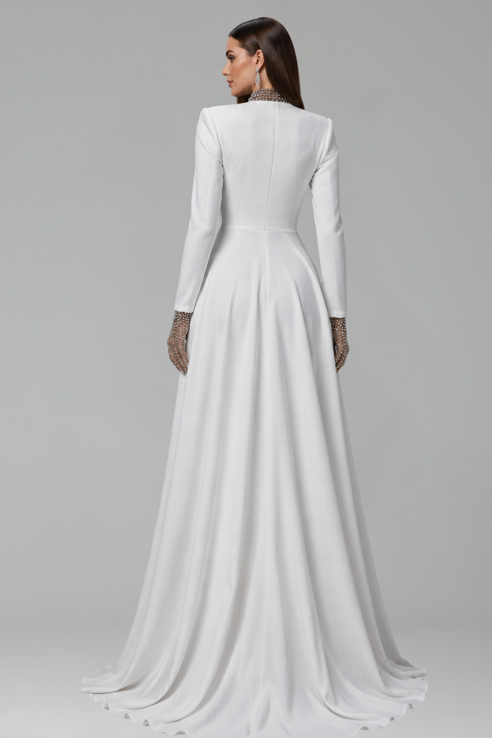 Crystal Illusion Satin Gown - LAROSABRIDE
