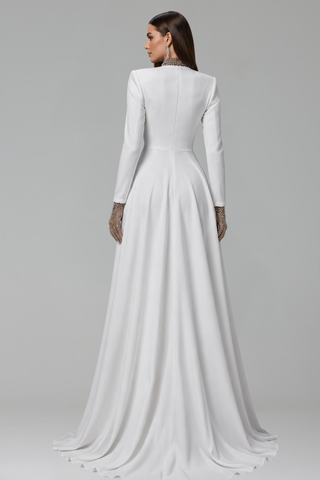 Crystal Illusion Satin Gown