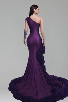 One-Shoulder Ruffled Mermaid Gown - LAROSABRIDE