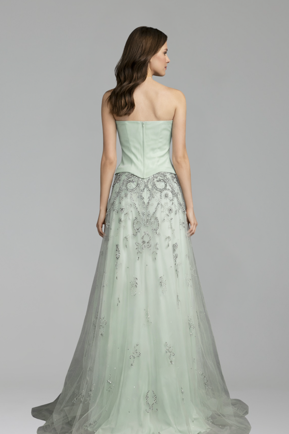 Strapless Beaded A-Line Dress-Larosabride