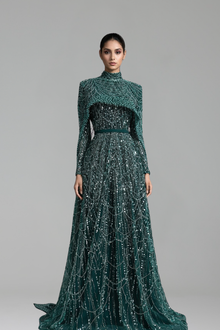 Hijab Cape A-Line Dress-Larosabride