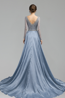 Beaded Long Sleeve Dress - LAROSABRIDE
