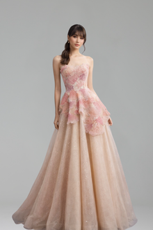 3D Floral Appliqu� Sparkly Tulle Dress - LAROSABRIDE