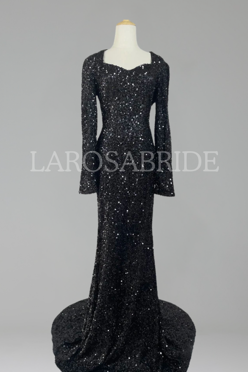 Sequined V-Neck Mermaid Gown-Larosabride