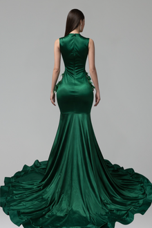 Feathered Illusion Embellished Gown - LAROSABRIDE