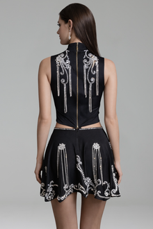 Crystal Fringe Embellished Two-Piece Set - LAROSABRIDE