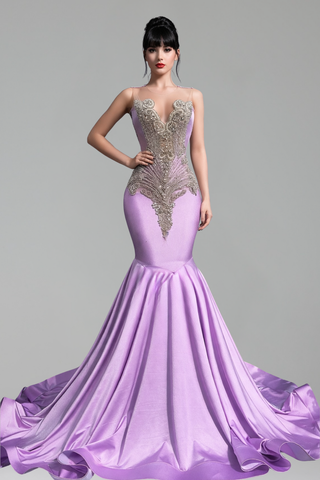 Embellished Mermaid Evening Gown - LAROSABRIDE