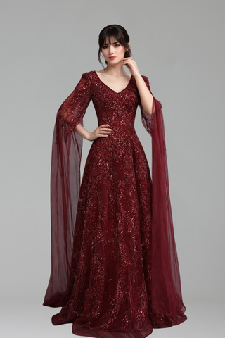 A Line Dress with Cape Sleeves - LAROSABRIDE