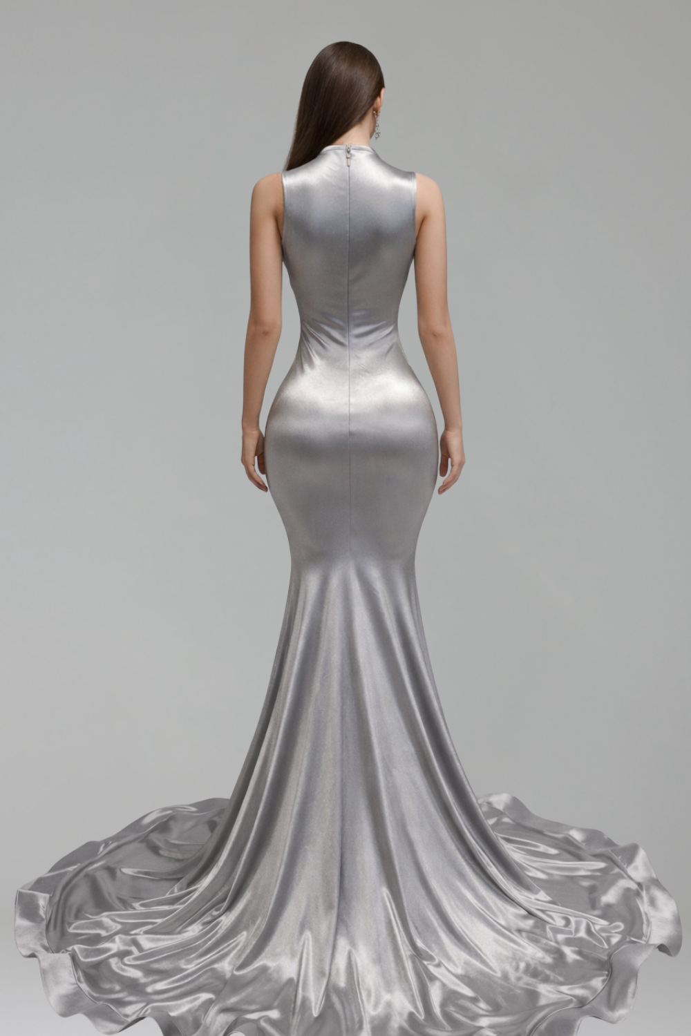 Sheer Appliqu� Mermaid Satin Dress - LAROSABRIDE