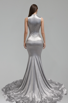 Sheer Appliqu� Mermaid Satin Dress - LAROSABRIDE