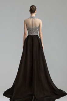 One-Shoulder Beaded Overskirt Gown-Larosabride