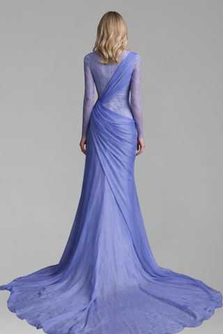 High Neck Beaded Mermaid Dress - LAROSABRIDE