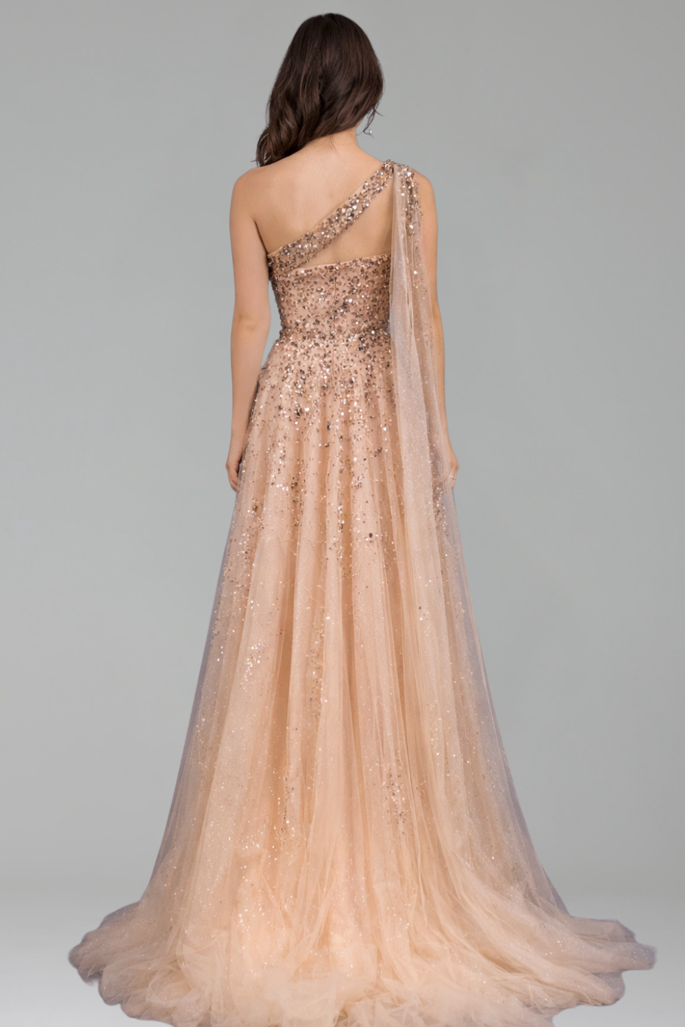 One-Shoulder Beaded Dress - LAROSABRIDE