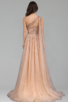 One-Shoulder Beaded Dress - LAROSABRIDE