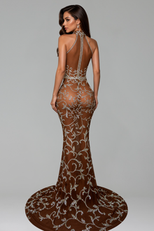 One-Shoulder Sequin Sheer Dress - LAROSABRIDE