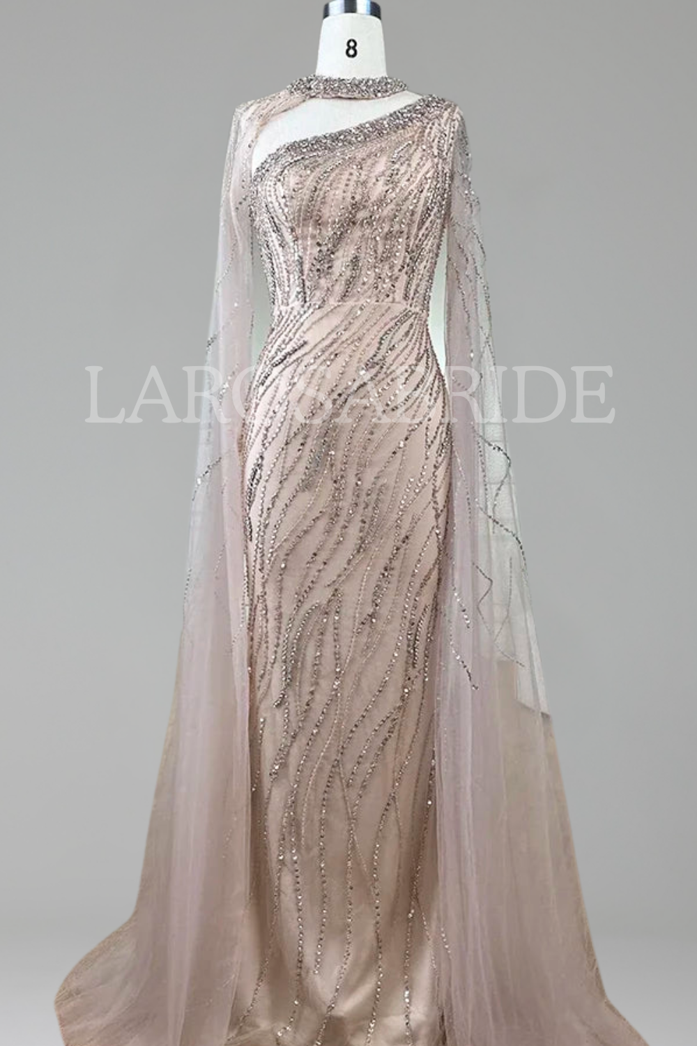 Beaded Cape Mermaid Gown-Larosabride