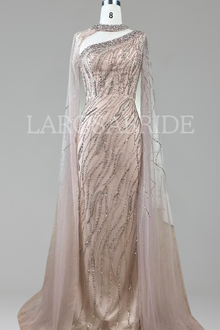 Beaded Cape Mermaid Gown-Larosabride