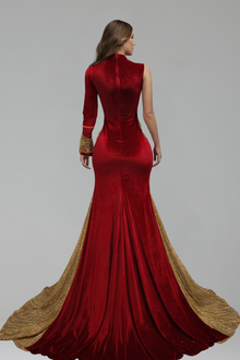 Beaded One Sleeve Mermaid Gown - LAROSABRIDE