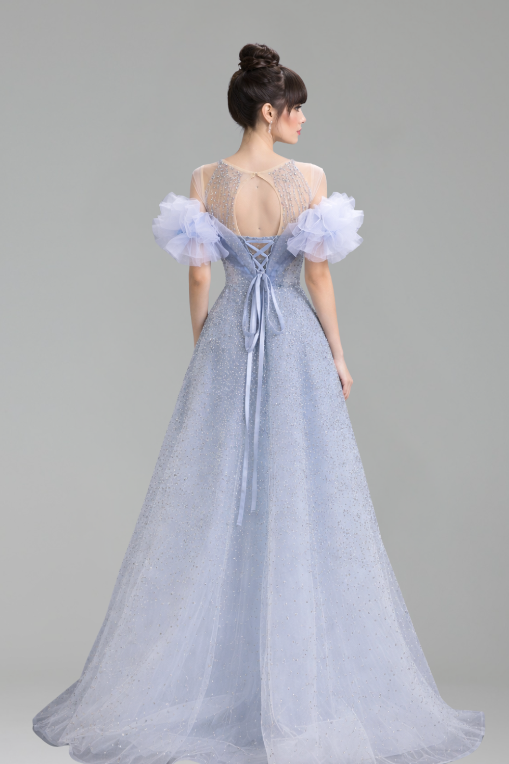 A-Line Evening Dress with Ruffle Sleeves - LAROSABRIDE