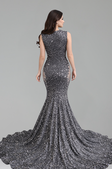 Beaded Illusion Mermaid Gown - LAROSABRIDE