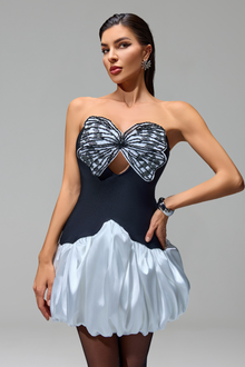 Butterfly-Bodice Bubble Mini Dress-Larosabride