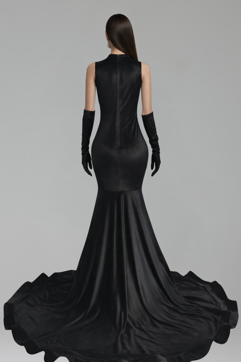 Sculpted Satin Illusion Mermaid Gown - LAROSABRIDE