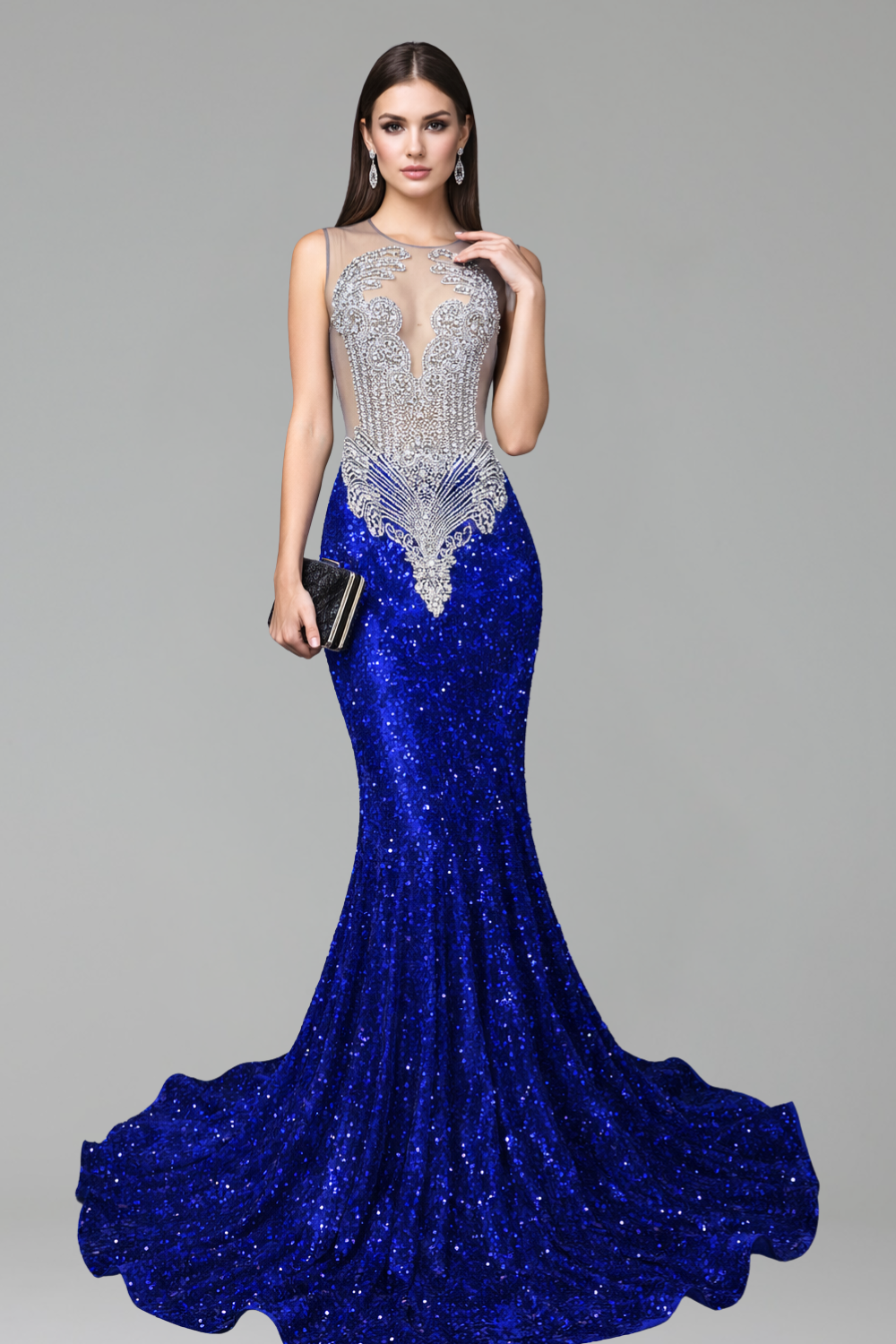 Black Beaded Mermaid Evening Dress - LAROSABRIDE