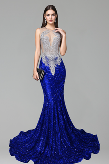 Black Beaded Mermaid Evening Dress - LAROSABRIDE