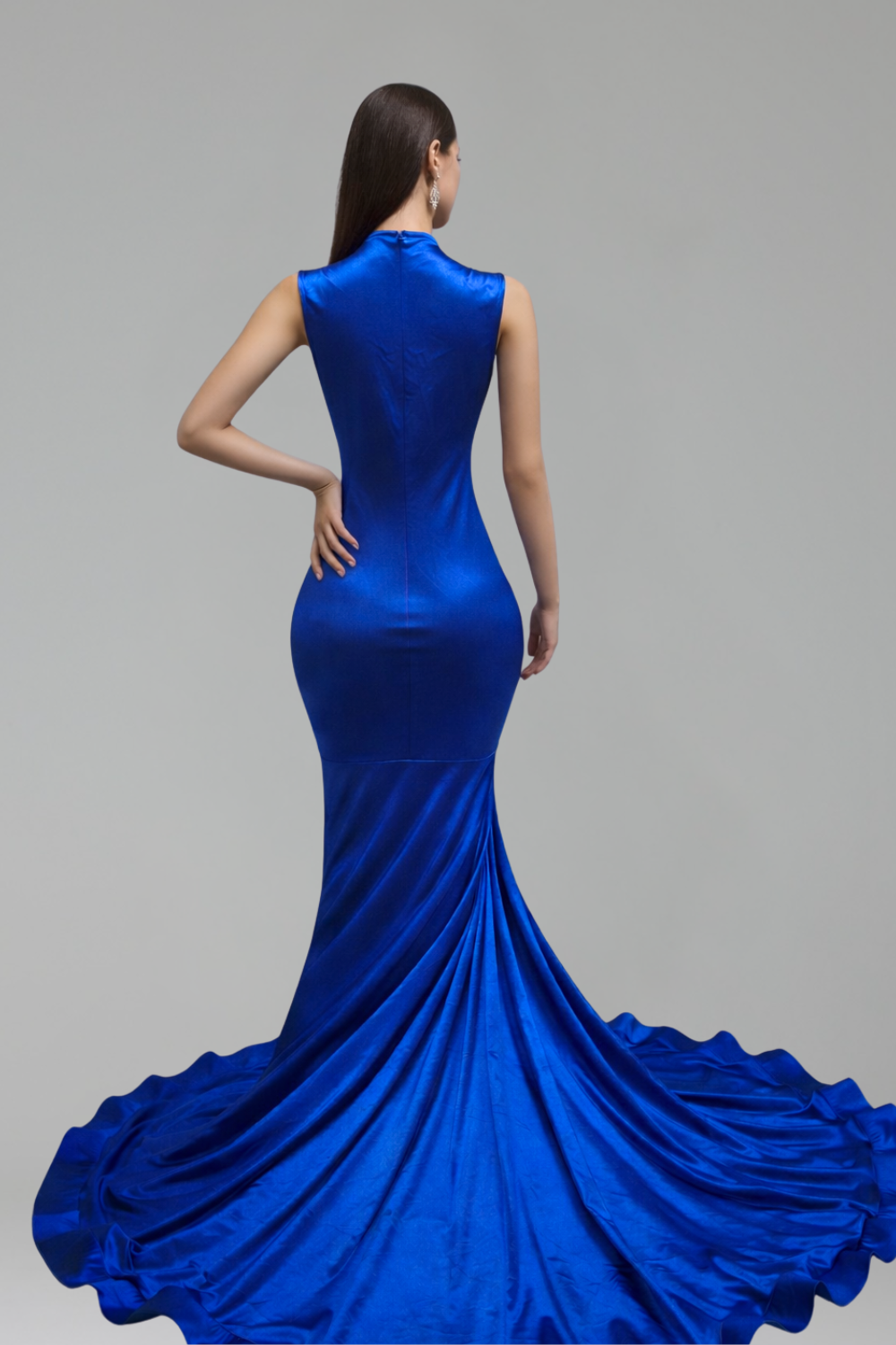 Beaded Sheer Mermaid Gown with Train - LAROSABRIDE