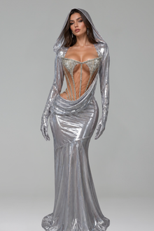 Crystal Corset Cutout Gown - LAROSABRIDE