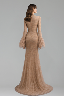 Beaded Feather Mermaid Dress - LAROSABRIDE