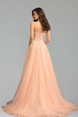 Straps Beaded A Line Prom Dresses - LAROSABRIDE