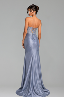 Beaded Mermaid High Split Gown - LAROSABRIDE