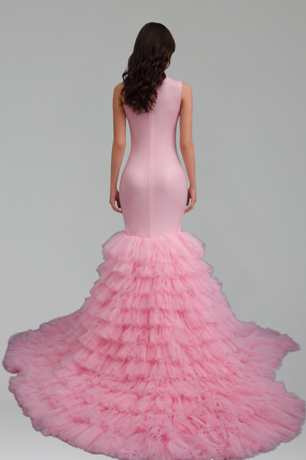 Beaded Ruffle Mermaid Evening Dress - LAROSABRIDE