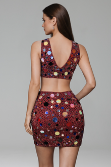 Sequin Embellished Two-Piece Mini Set - LAROSABRIDE