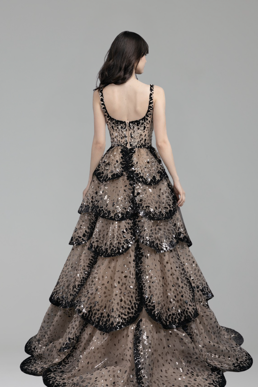 Sequin Tiered Ruffle Dress - LAROSABRIDE