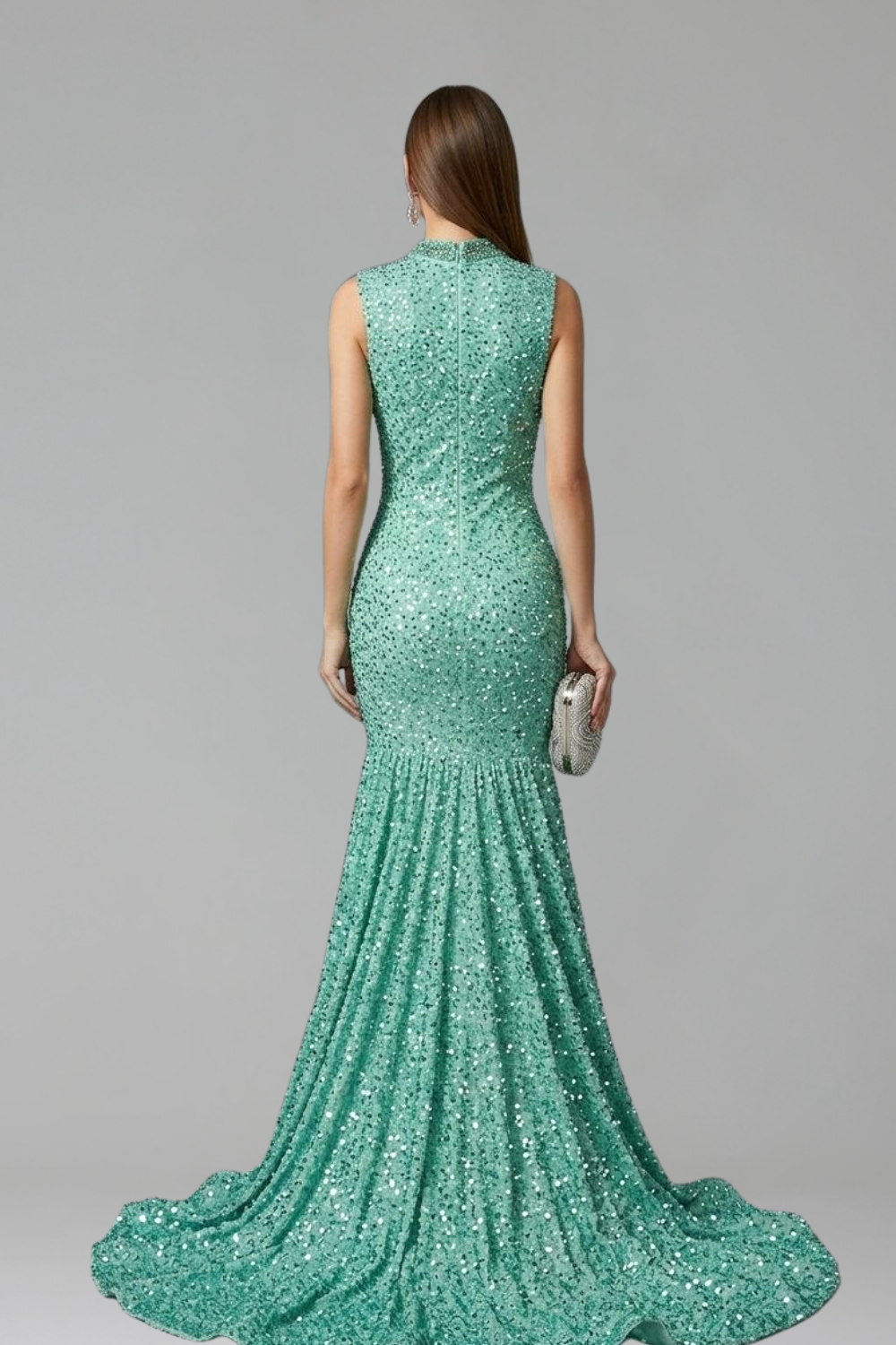 Beaded High Slit Mermaid Gown - LAROSABRIDE