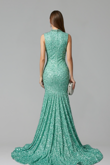 Beaded High Slit Mermaid Gown - LAROSABRIDE