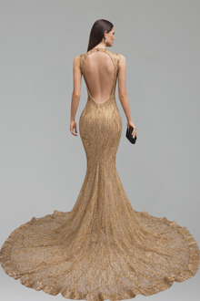 Illusion Beaded Mermaid Evening Gown - LAROSABRIDE