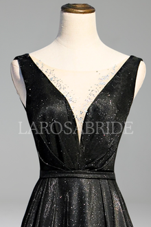 Satin O-Neck A-Line Gown-Larosabride