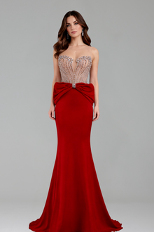 Crystal Beaded Bow Mermaid Gown - LAROSABRIDE