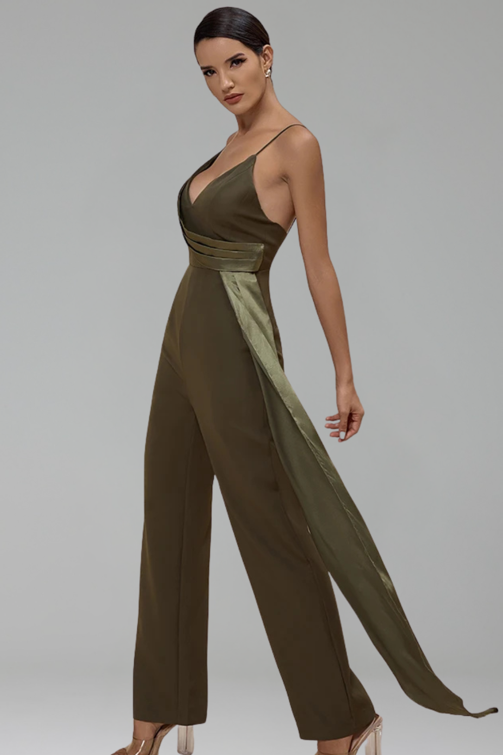 Draped Olive Jumpsuit-Larosabride