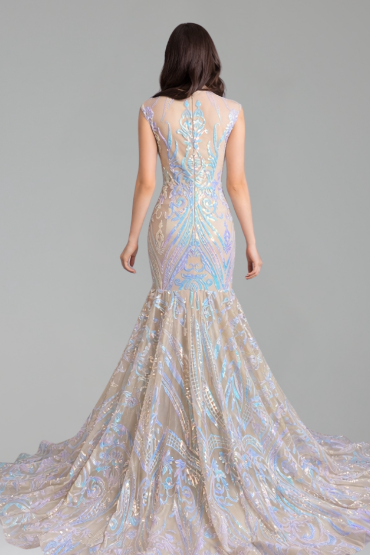 Illusion Neck Embroidered Mermaid Gown - LAROSABRIDE