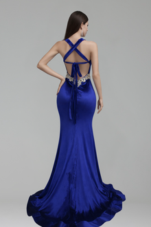 Crystal Embellished Sheer Mermaid Gown - LAROSABRIDE