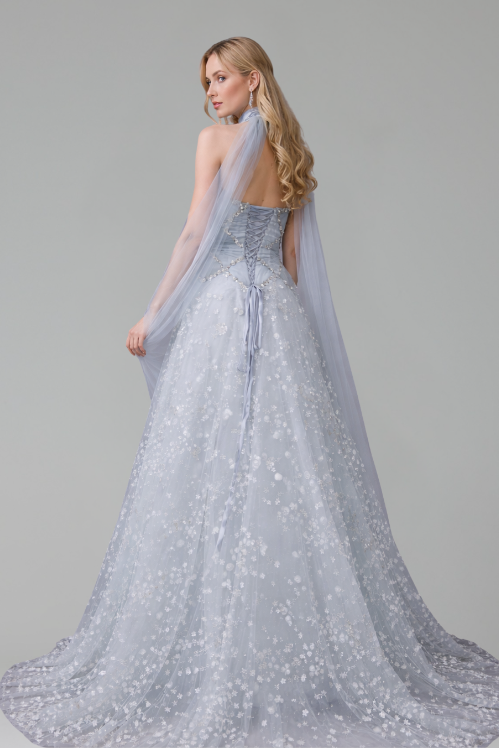 A Line Floral Evening Dress - LAROSABRIDE