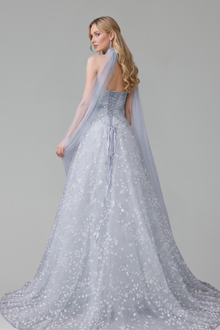 A Line Floral Evening Dress - LAROSABRIDE